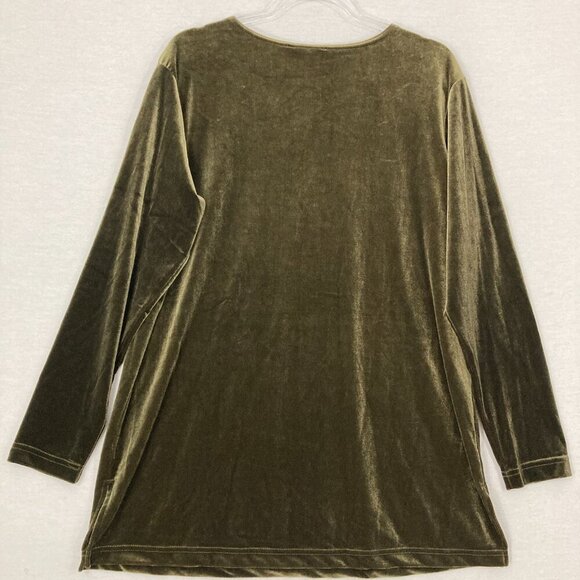 New Bechamel Velvet Stretch Pullover Top Large Round Neck Long Sleeve - Picture 8 of 9